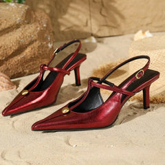 Luxury Metal Decoration Slingback Heels