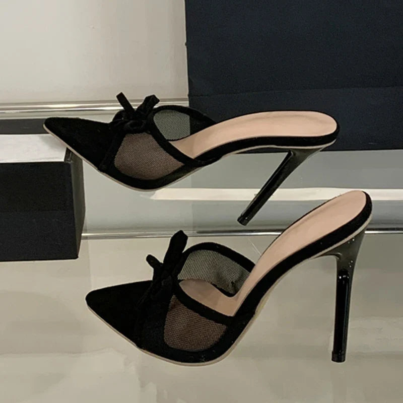 Street Bowknot Mesh Women Slippers Sandals