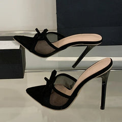 Street Bowknot Mesh Women Slippers Sandals