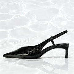 Black Embossed Design High Heels