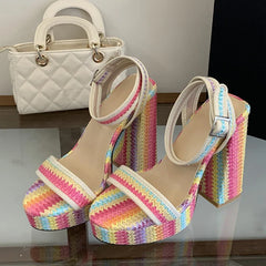Mixed Colors Chunky Platform Sandals