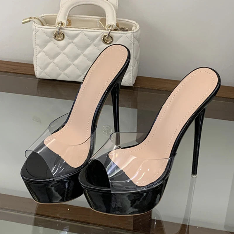 Platform High Heels Transparent Slippers