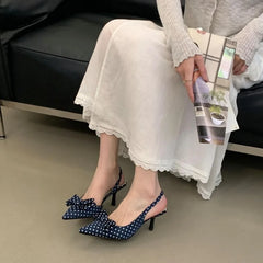 Sweet Bow Decorative Slingback Heels