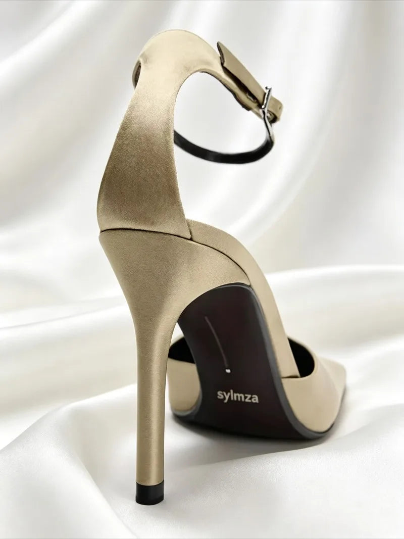 Sexy Pointed Toe Silk Pumps