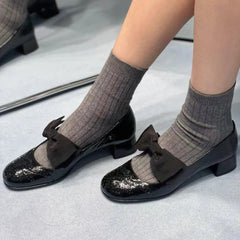 Black Butterfly Knot Decoration High Heelsapatos De Mujer