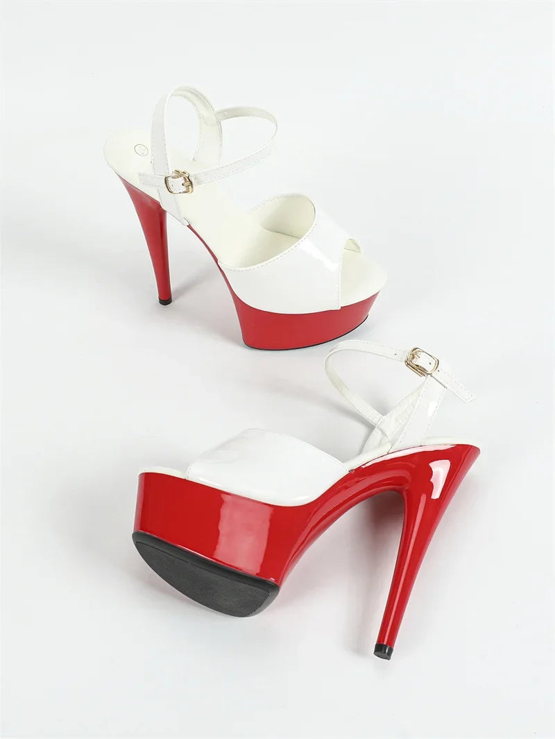Yellow Red Women Buckle Strap Platform Sandals
