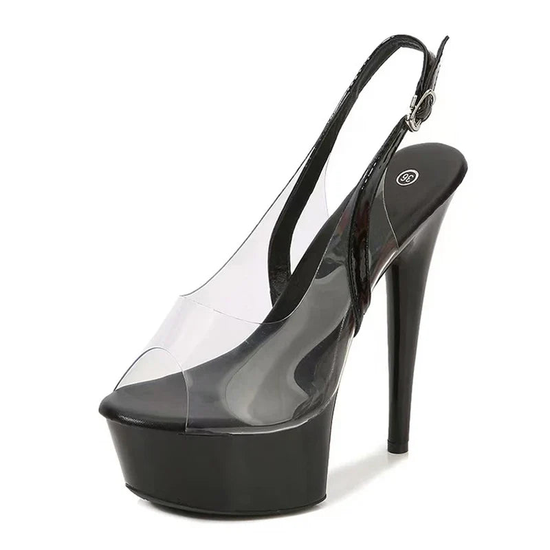 PVC Transparent Women Back Buckle Strap Sandals