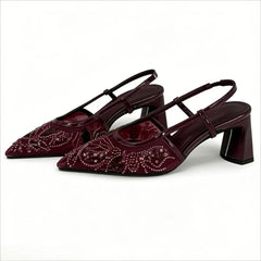 Sequin String Bead Embellished Heels