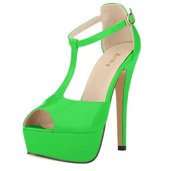 Peep Toe Ankle Strap Stilettos Pumps