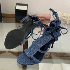 Design Button Ankle Cross Strap Sandals