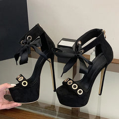 Hollow Out Metal Strap Sexy Leopard Print Platform Sandals