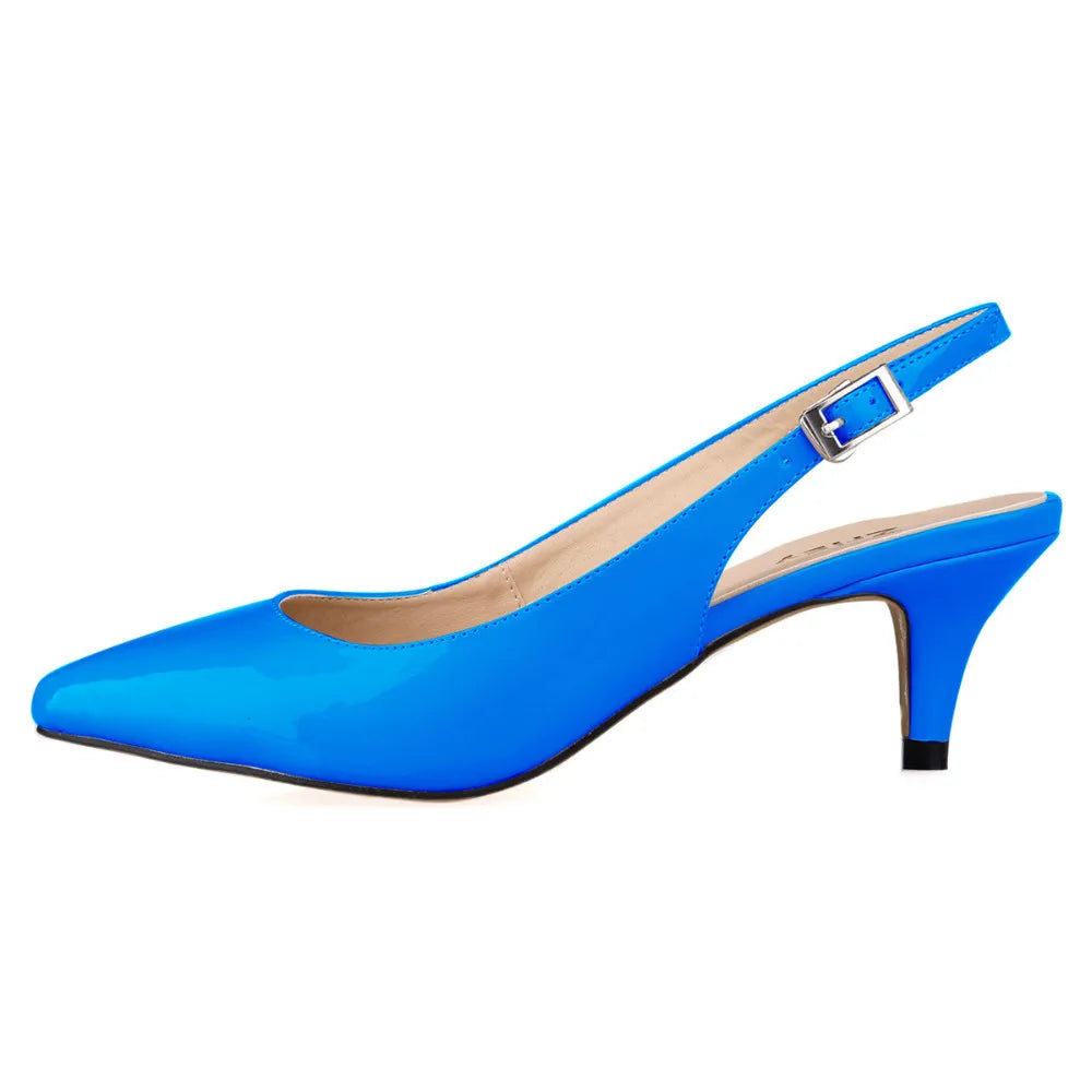 Daily All-Match Sandal Shoes Pointed High Heels Large Size Pumps 6cm Low Casual Back Empty Buckle Red Wedding Shoes