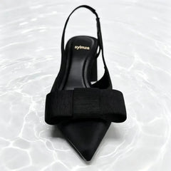 Black Bow Decorated High Heels