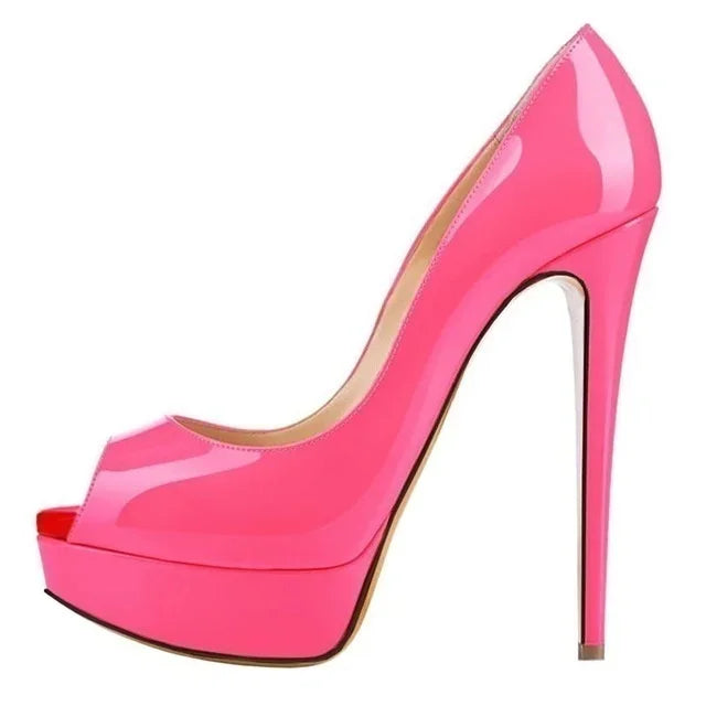 Platform Peep Toe 14cm Extremely Thin High Heels