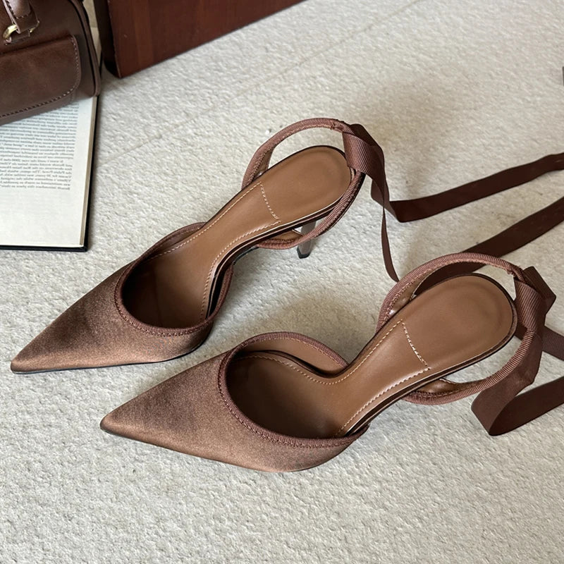 Slingback Ankle Lace-up Mules Women Pumps