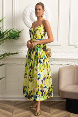 PLEATED FITTED MIDI SUMMER PARTY DRESS