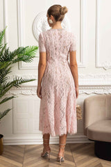 LACE FLORAL MIDI PARTY COCKTAIL DRESS
