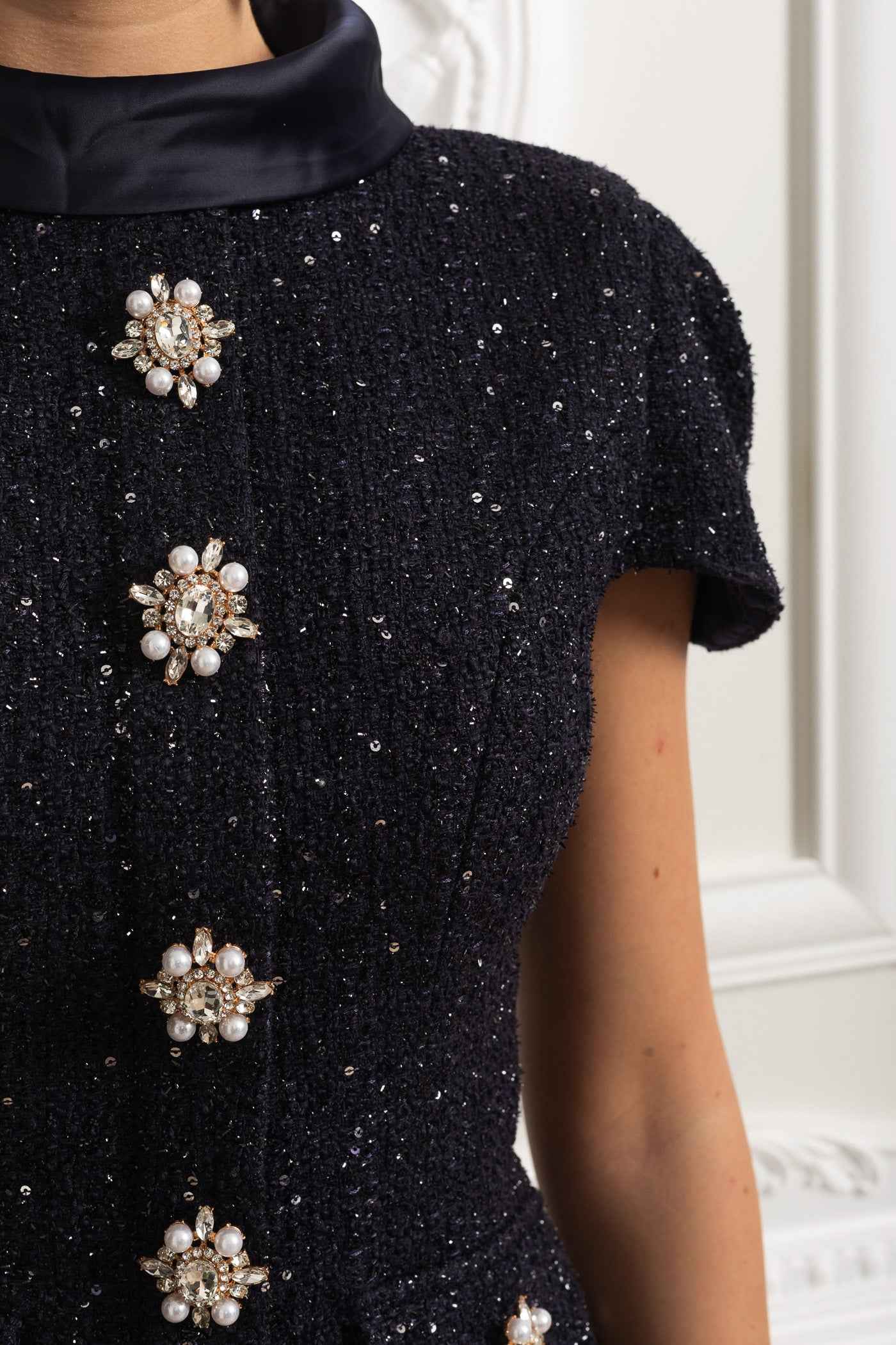 EMBELLISHED SATIN MAXI FORMAL EVENING DRESS