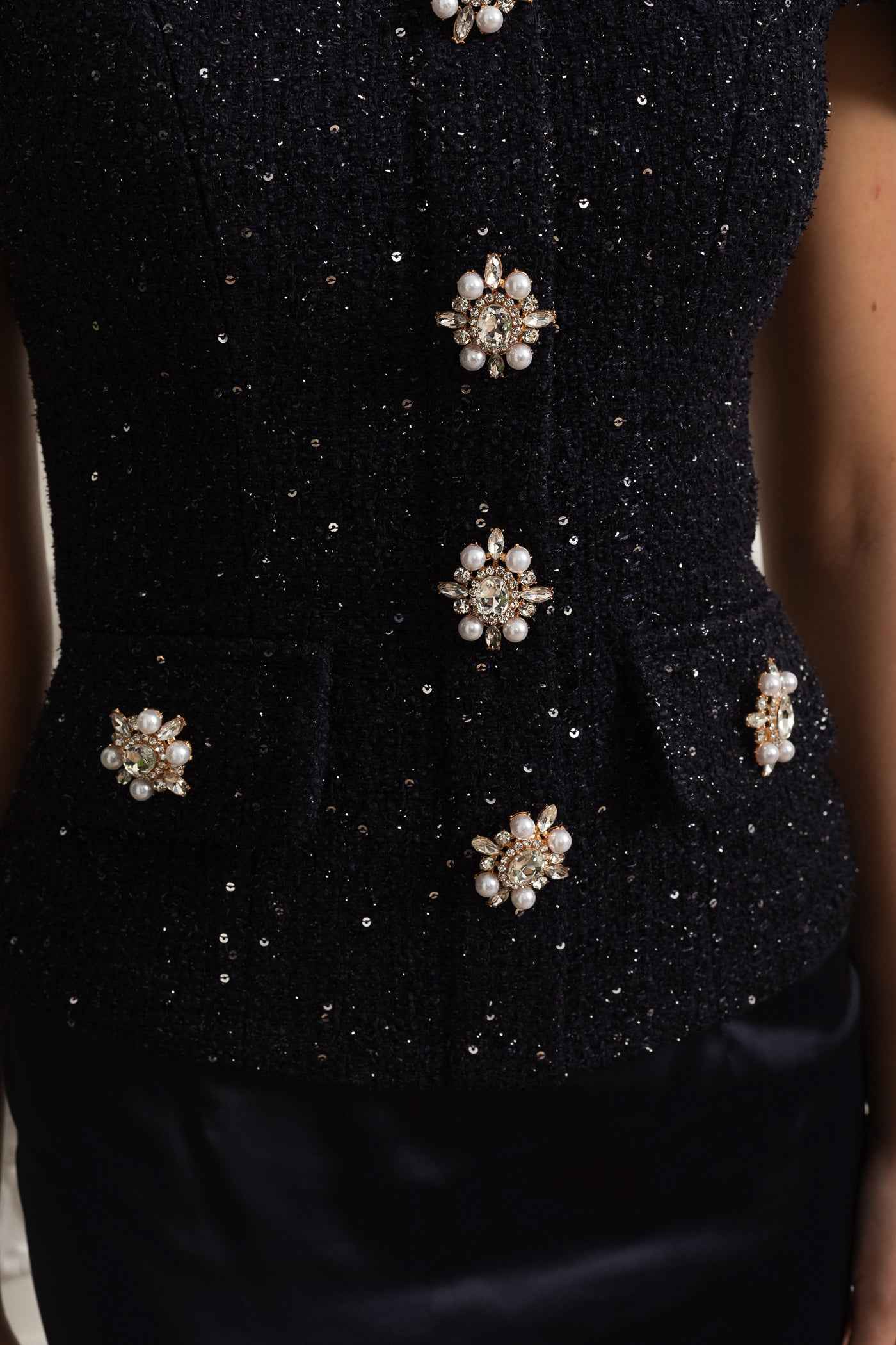 EMBELLISHED SATIN MAXI FORMAL EVENING DRESS