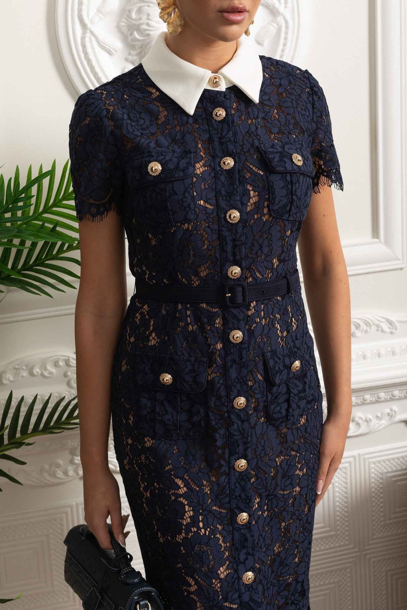 FLORAL LACE MIDI COCKTAIL PARTY DRESS