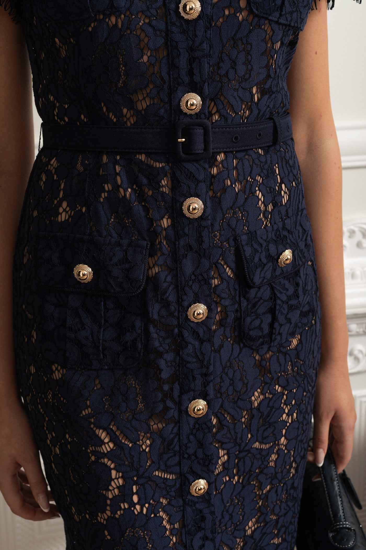 FLORAL LACE MIDI COCKTAIL PARTY DRESS
