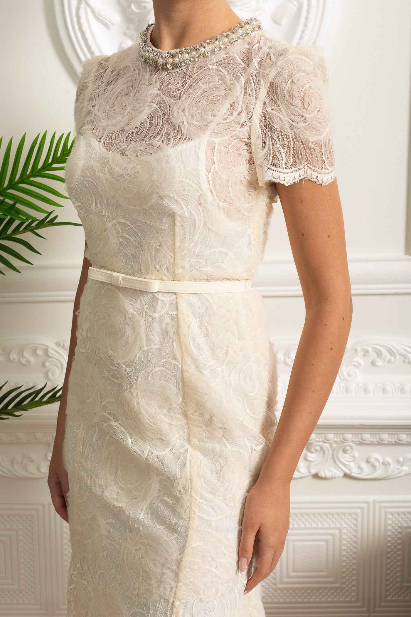 LACE FLORAL MIDI COCKTAIL PARTY DRESS