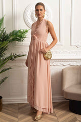SLEEVELESS RUFFLED MAXI SUMMER PARTY DRESS
