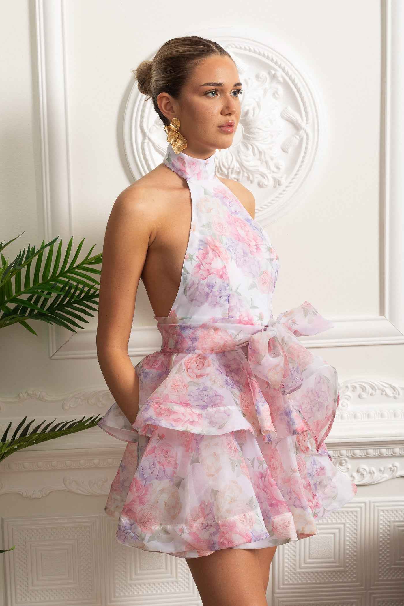 FLORAL RUFFLE MINI PARTY SUMMER DRESS