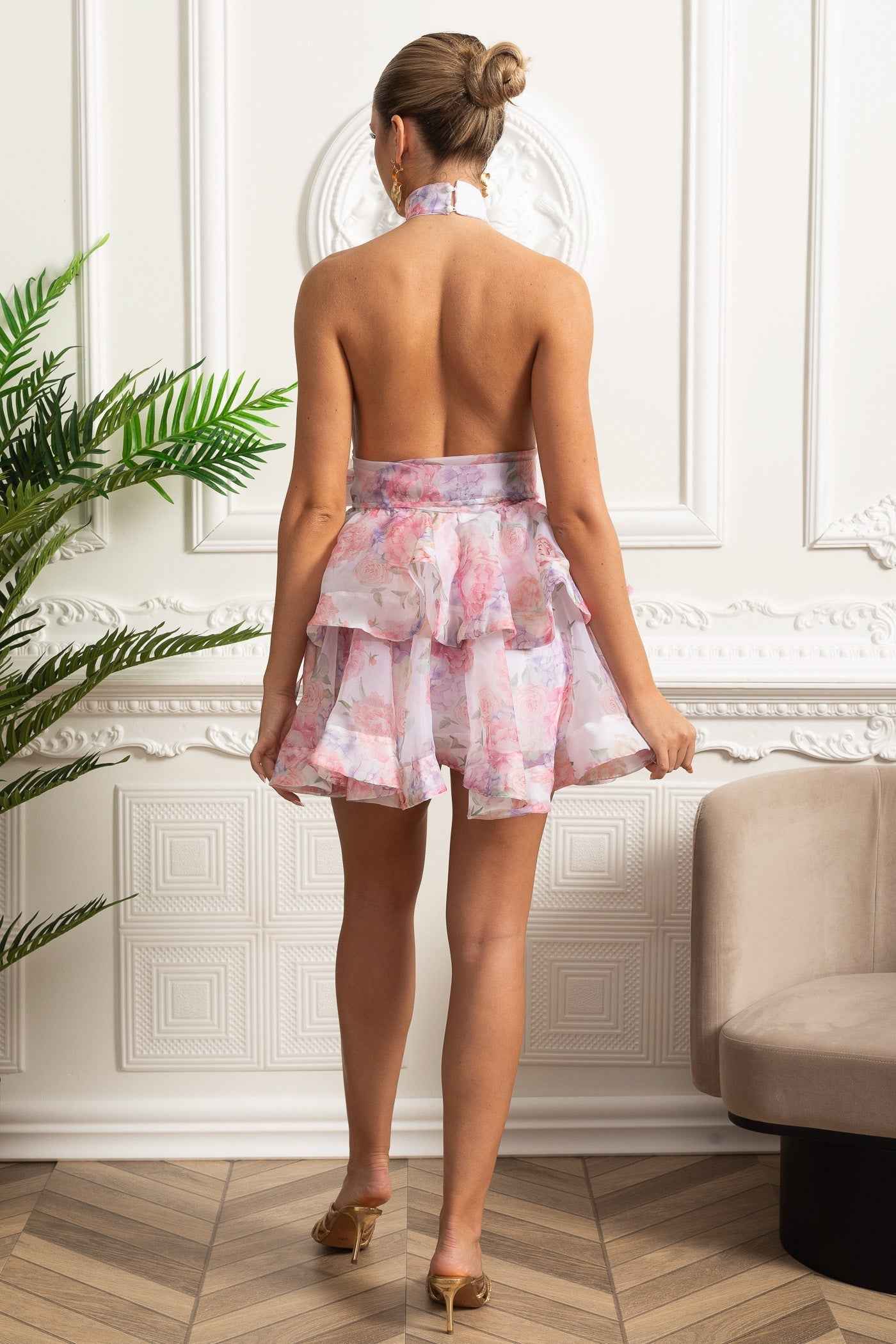FLORAL RUFFLE MINI PARTY SUMMER DRESS