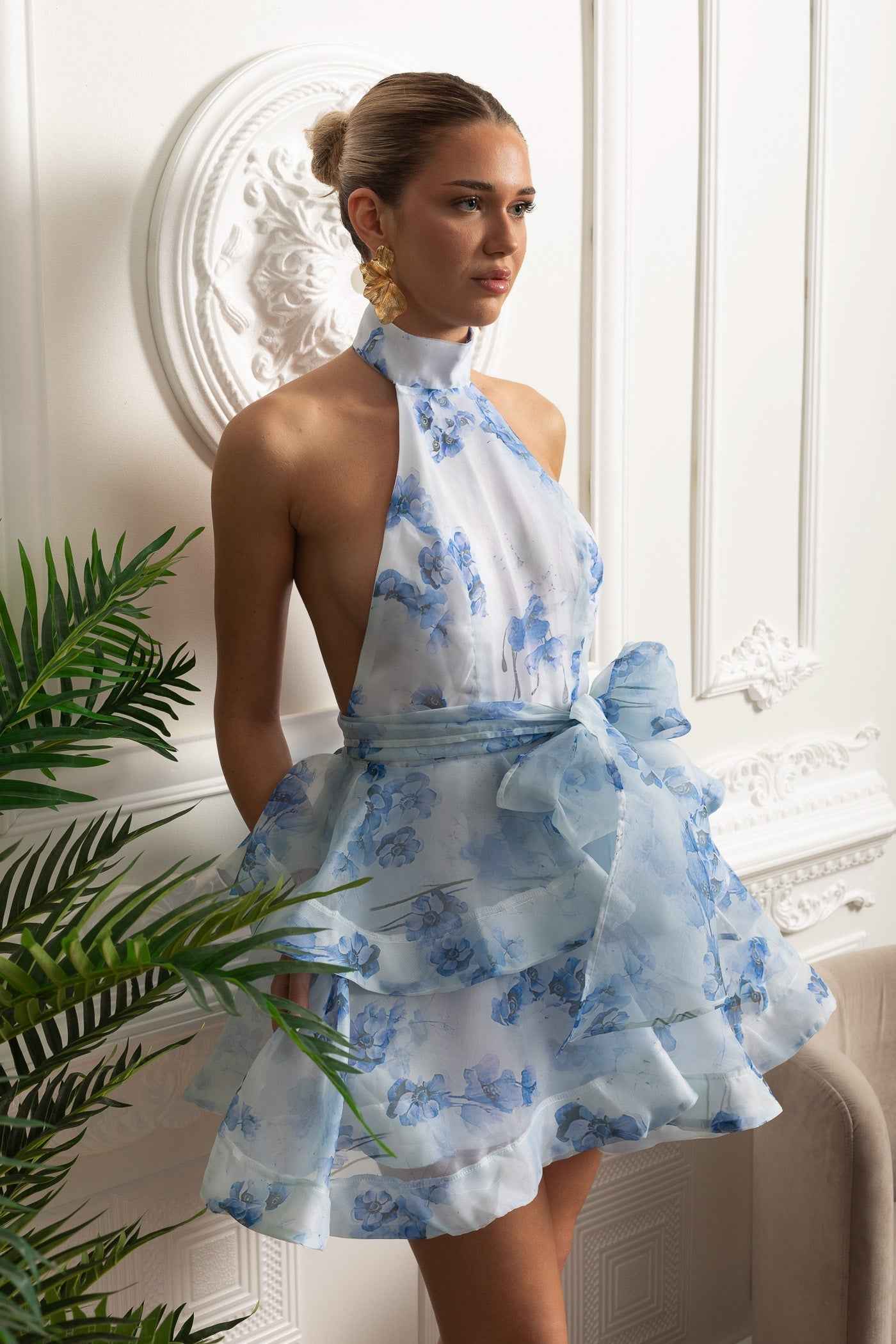 FLORAL FITTED MINI SUMMER PARTY DRESS
