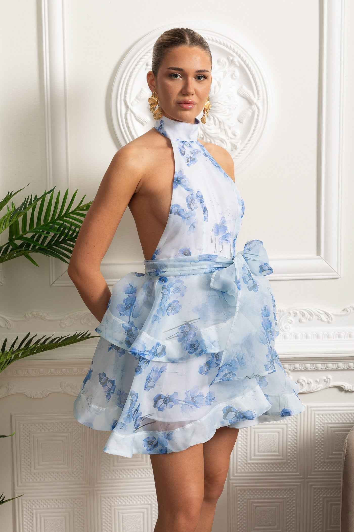 FLORAL FITTED MINI SUMMER PARTY DRESS