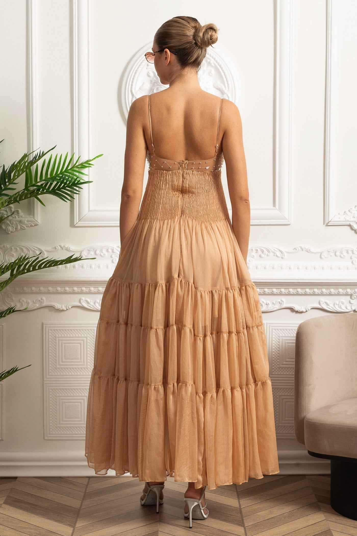 TIERED MESH MAXI SUMMER DRESS