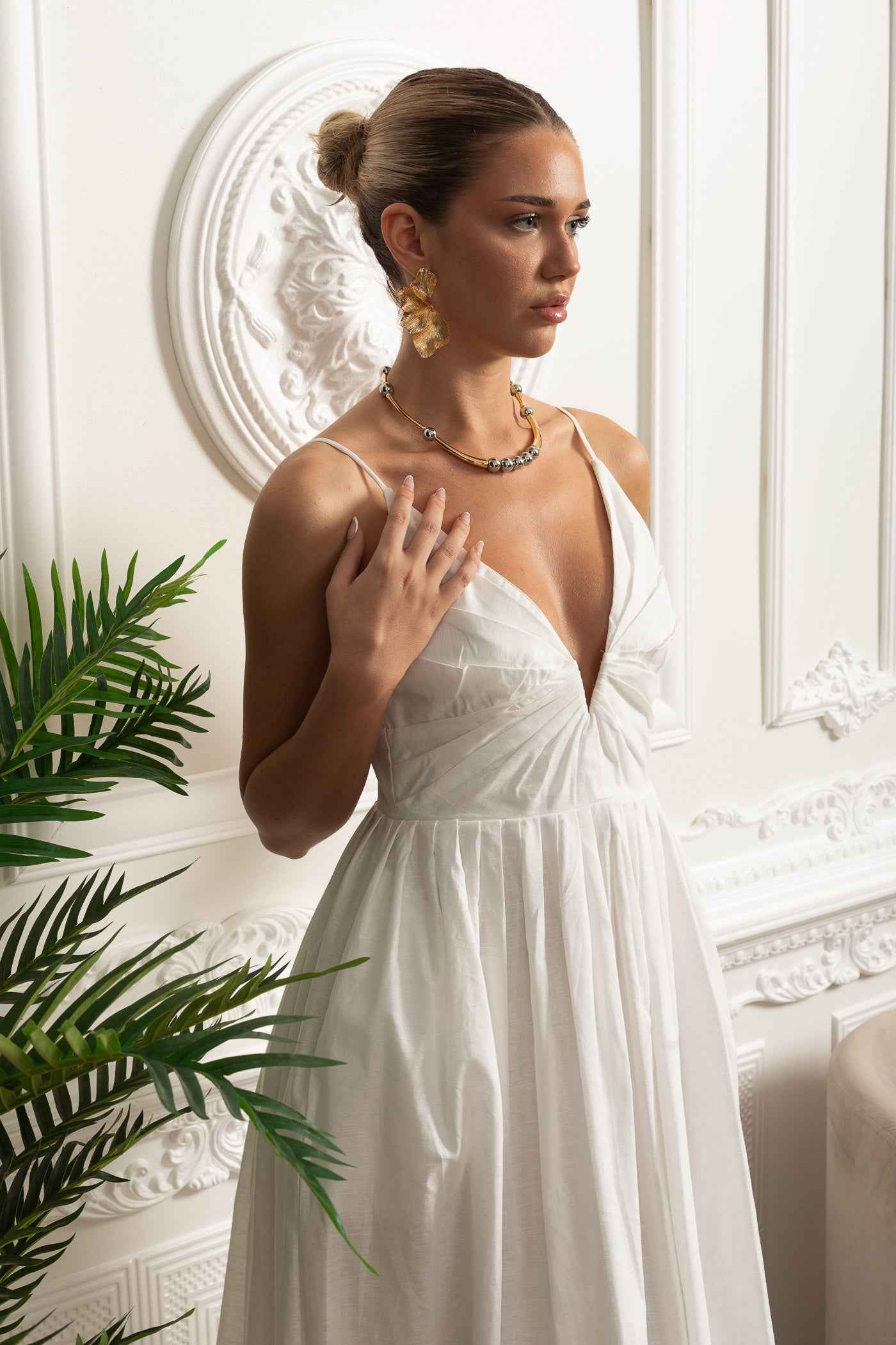 RUCHED FLORAL MIDI SUMMER PARTY DRESS