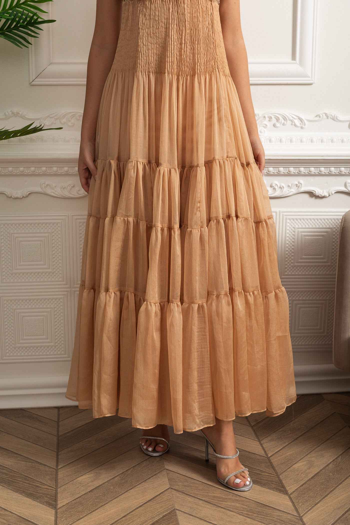 TIERED MESH MAXI SUMMER DRESS