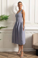 SLEEVELESS RIBBED MIDI COCKTAIL SUMMER DRESS