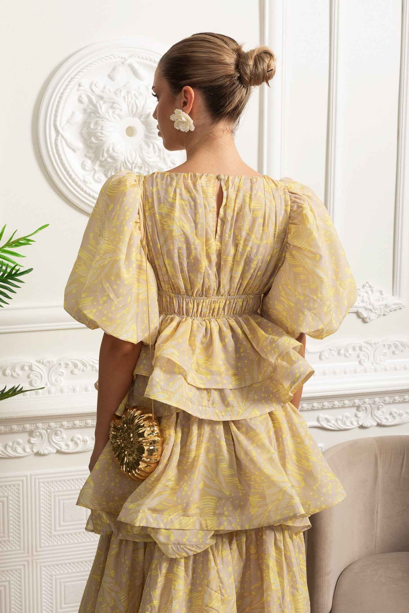 TIERED RUFFLE MIDI SUMMER PARTY DRESS