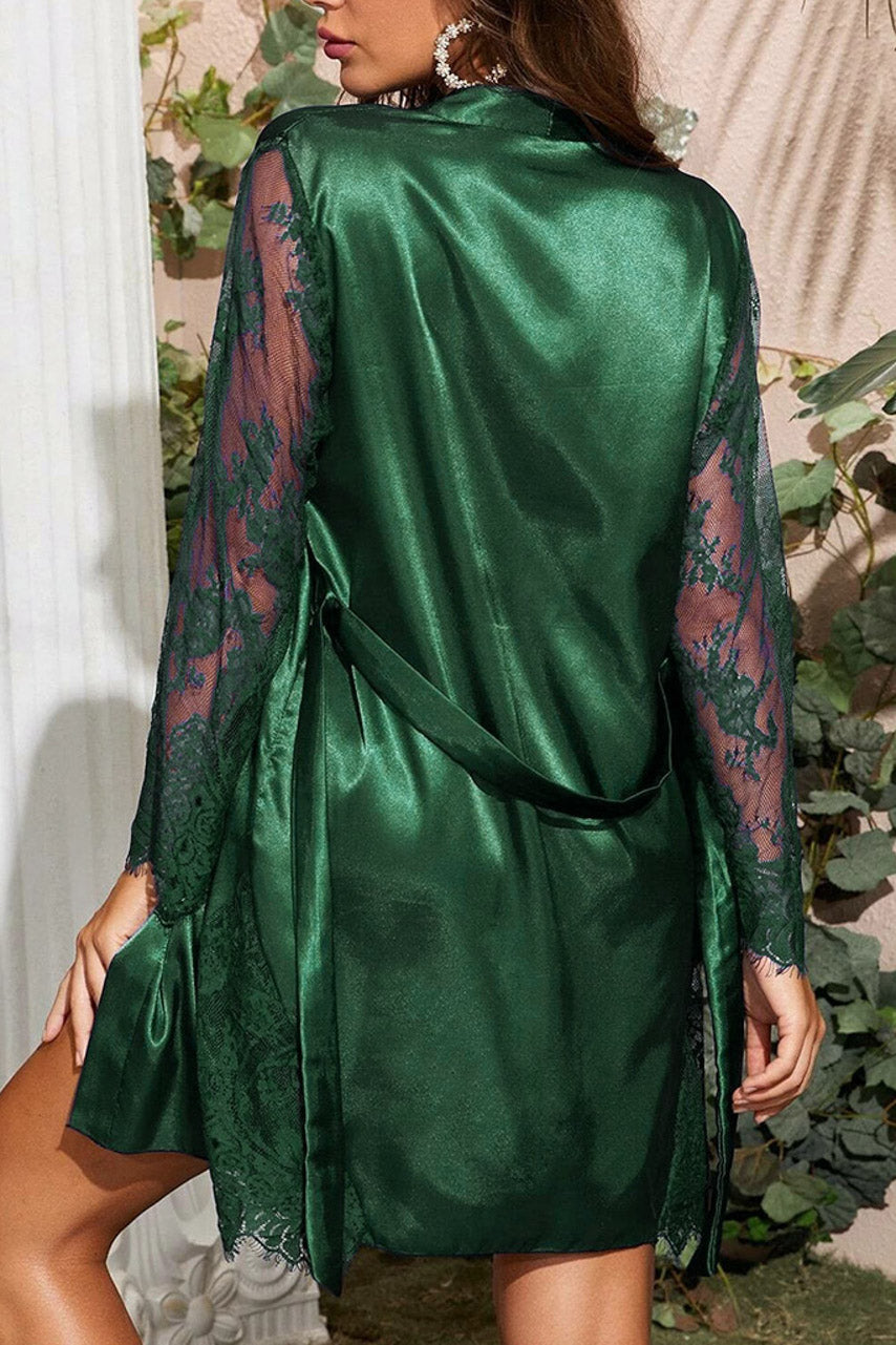 Satin and Lace Sleeve Robe