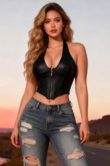 Faux Leather Boned Corset
