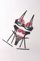 Garden Bra and Garter Set