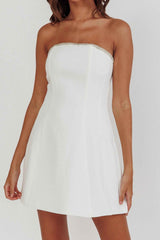 STRAPLESS RHINESTONE MINI BRIDAL PARTY DRESS