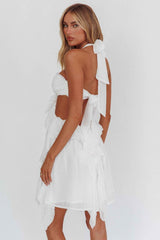 HALTERNECK RUFFLE MINI PARTY COCKTAIL DRESS