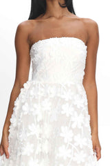 STRAPLESS FLORAL MIDI PARTY BRIDAL DRESS