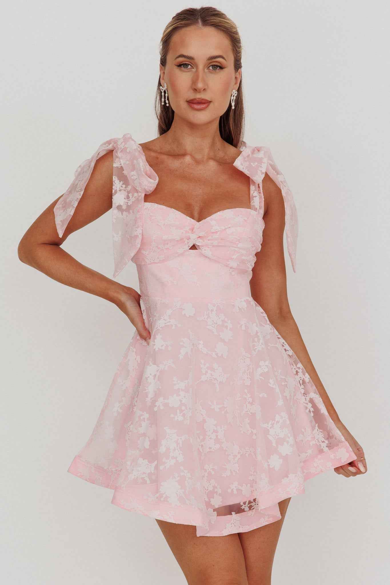 MESH TIED MINI COCKTAIL PARTY DRESS