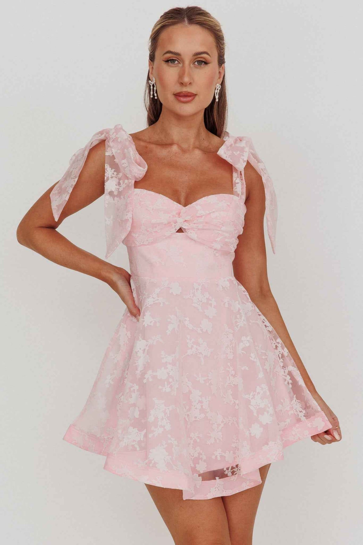 MESH TIED MINI COCKTAIL PARTY DRESS