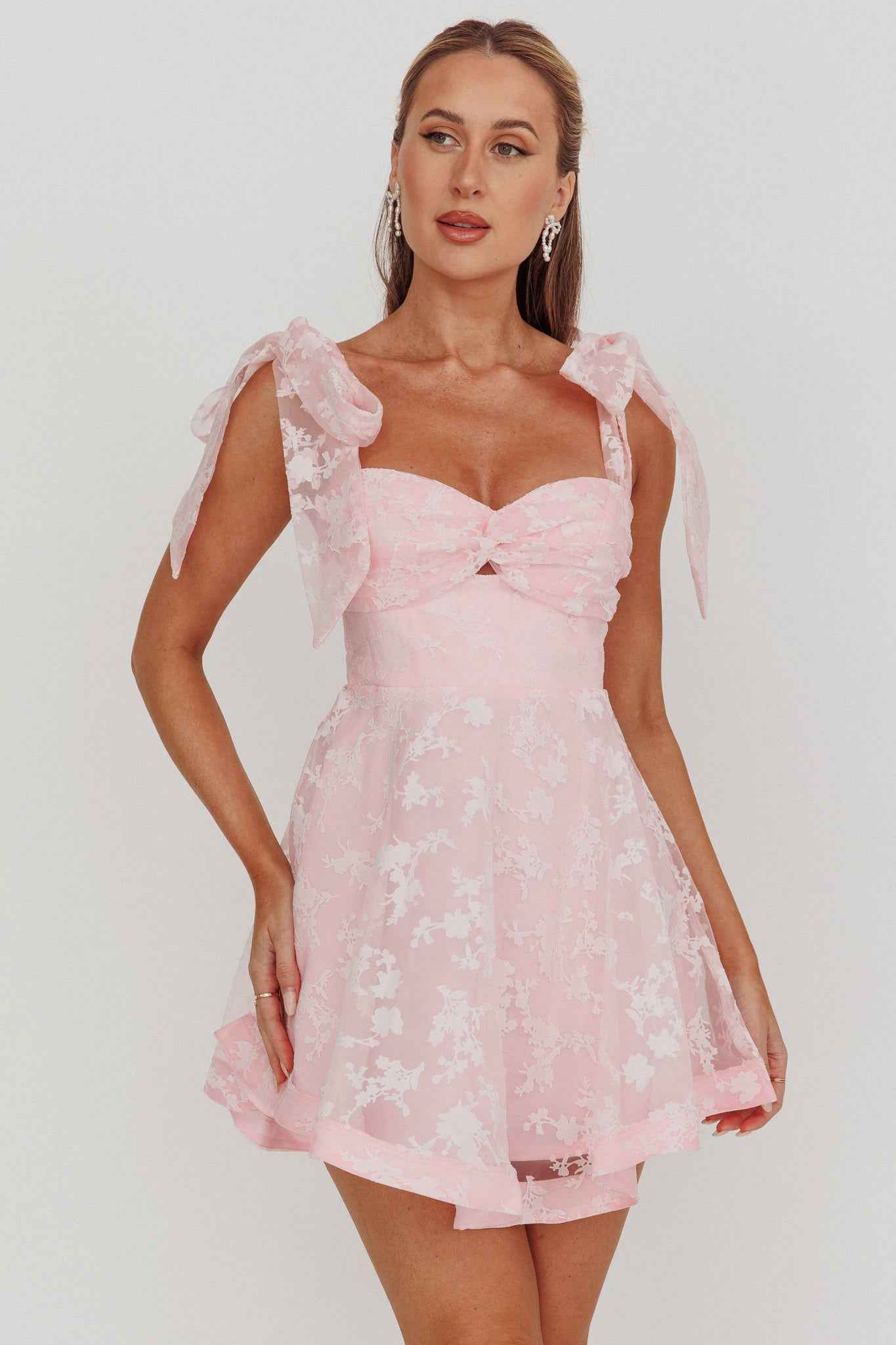 MESH TIED MINI COCKTAIL PARTY DRESS