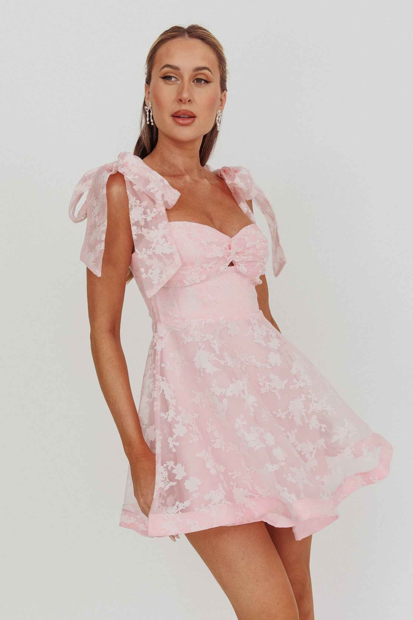 MESH TIED MINI COCKTAIL PARTY DRESS