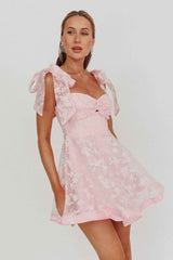 MESH TIED MINI COCKTAIL PARTY DRESS
