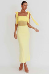 MESH FITTED MAXI FORMAL PARTY DRESS