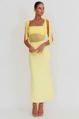 MESH FITTED MAXI FORMAL PARTY DRESS