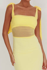 MESH FITTED MAXI FORMAL PARTY DRESS